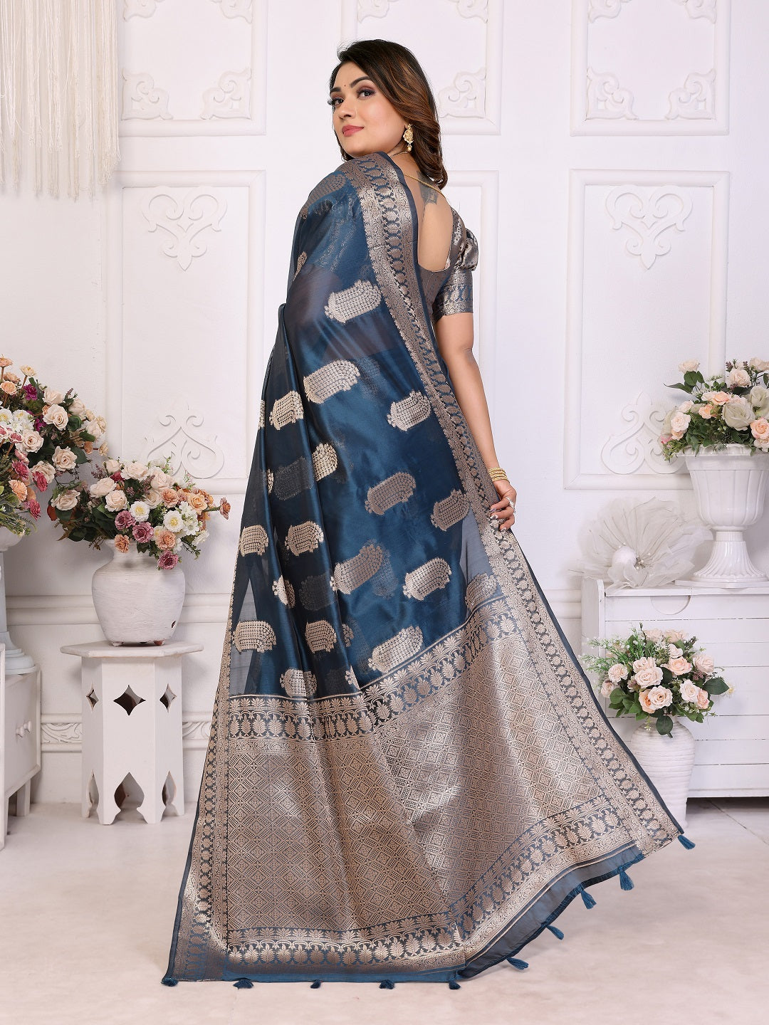 Soft Organza Silk Banarasi Saree with Butta Weaving