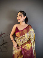 Kanjivaram Semi Silk Saree with Contrast Zari Border