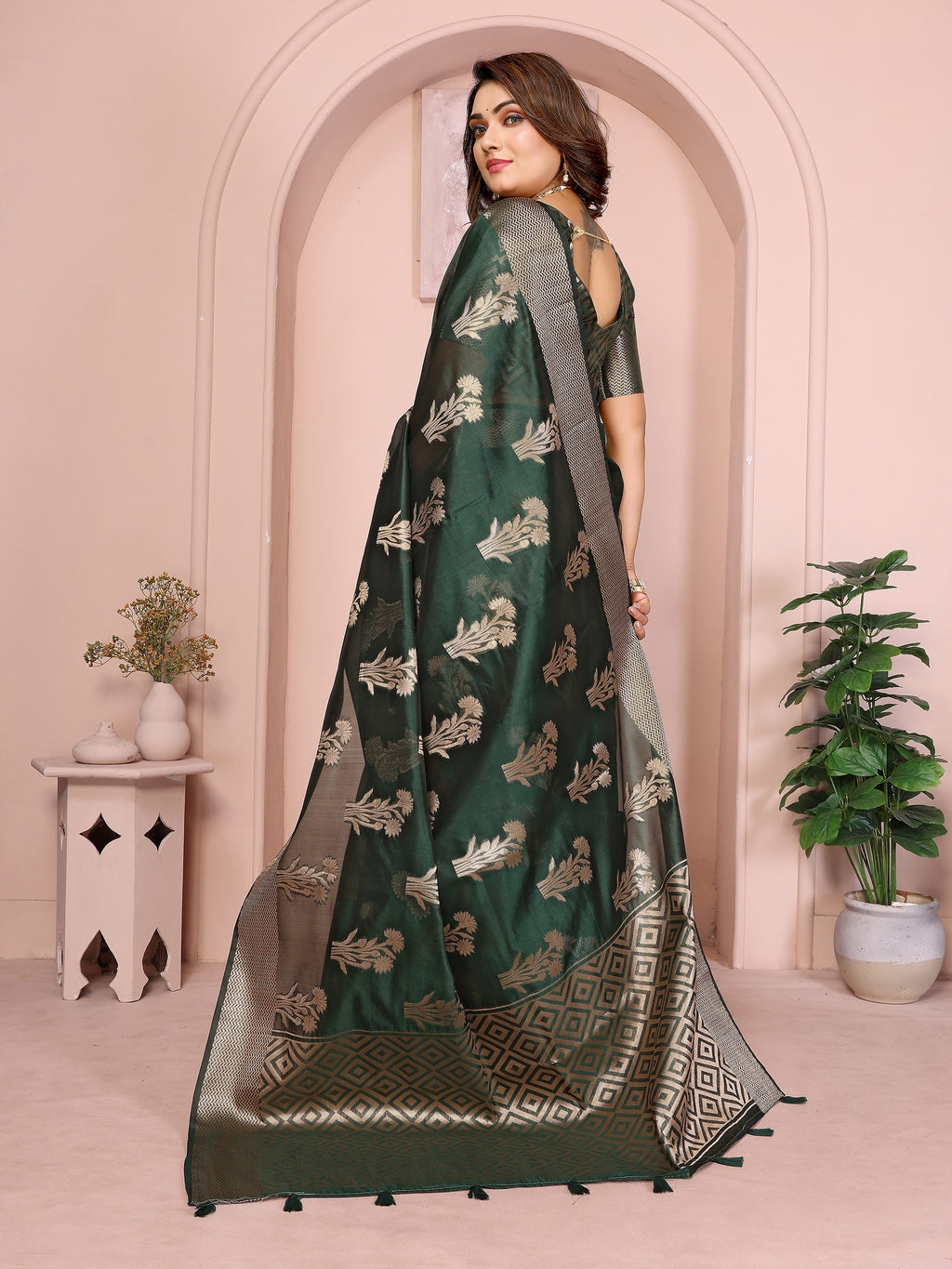 Soft Organza Silk Banarasi Saree with Butta Weaving