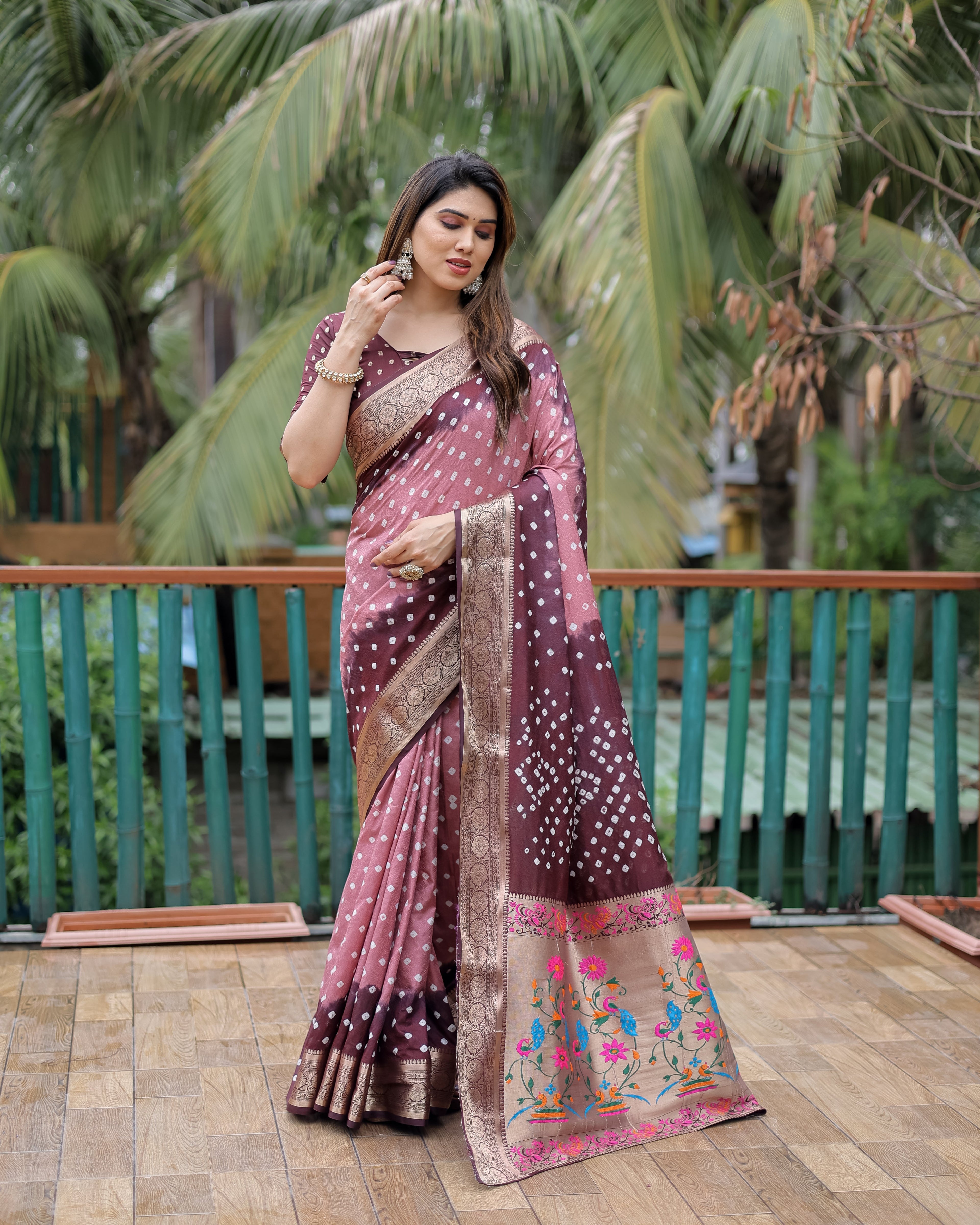 Dola Soft Silk Bandhej Paithani Saree