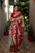 Pure Bandhej Silk Saree with Tissue Pallu