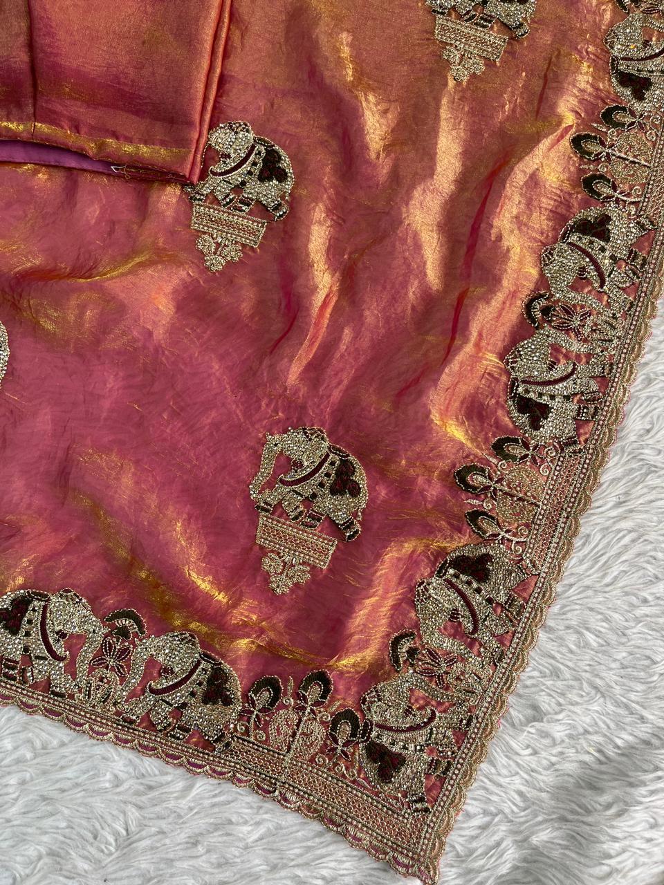 Crystal Elegance Fendy Satin Saree
