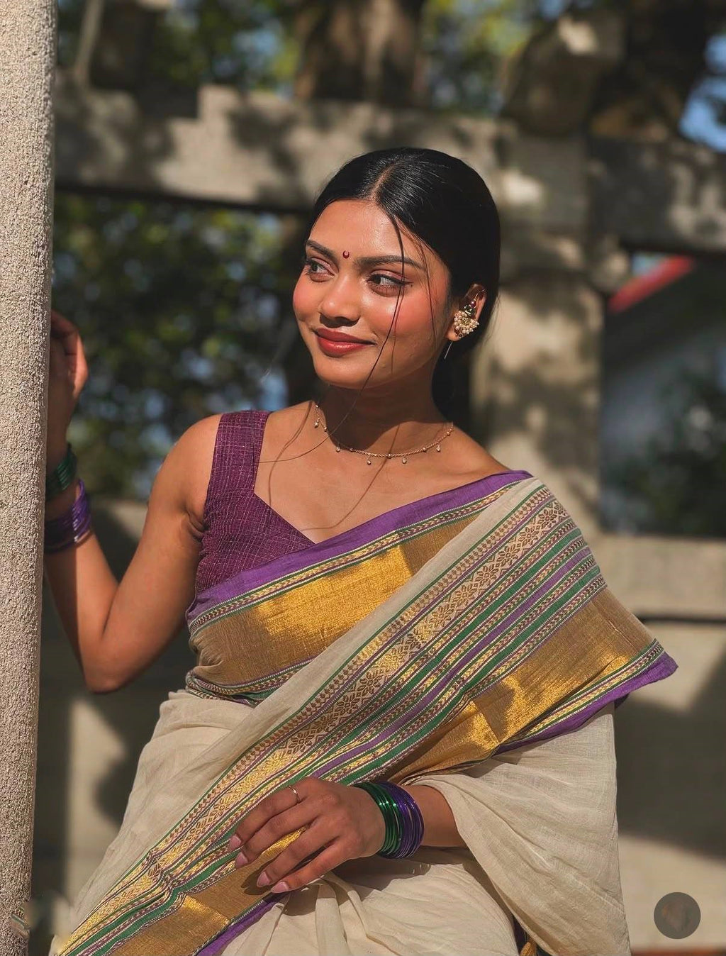 Royal Kanchi Cotton White Saree