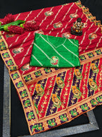 Dola Silk Saree with Diamond Work and Jacquard Border
