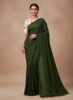 Elegant Khadi Cotton Saree with Embroidered Padded Blouse