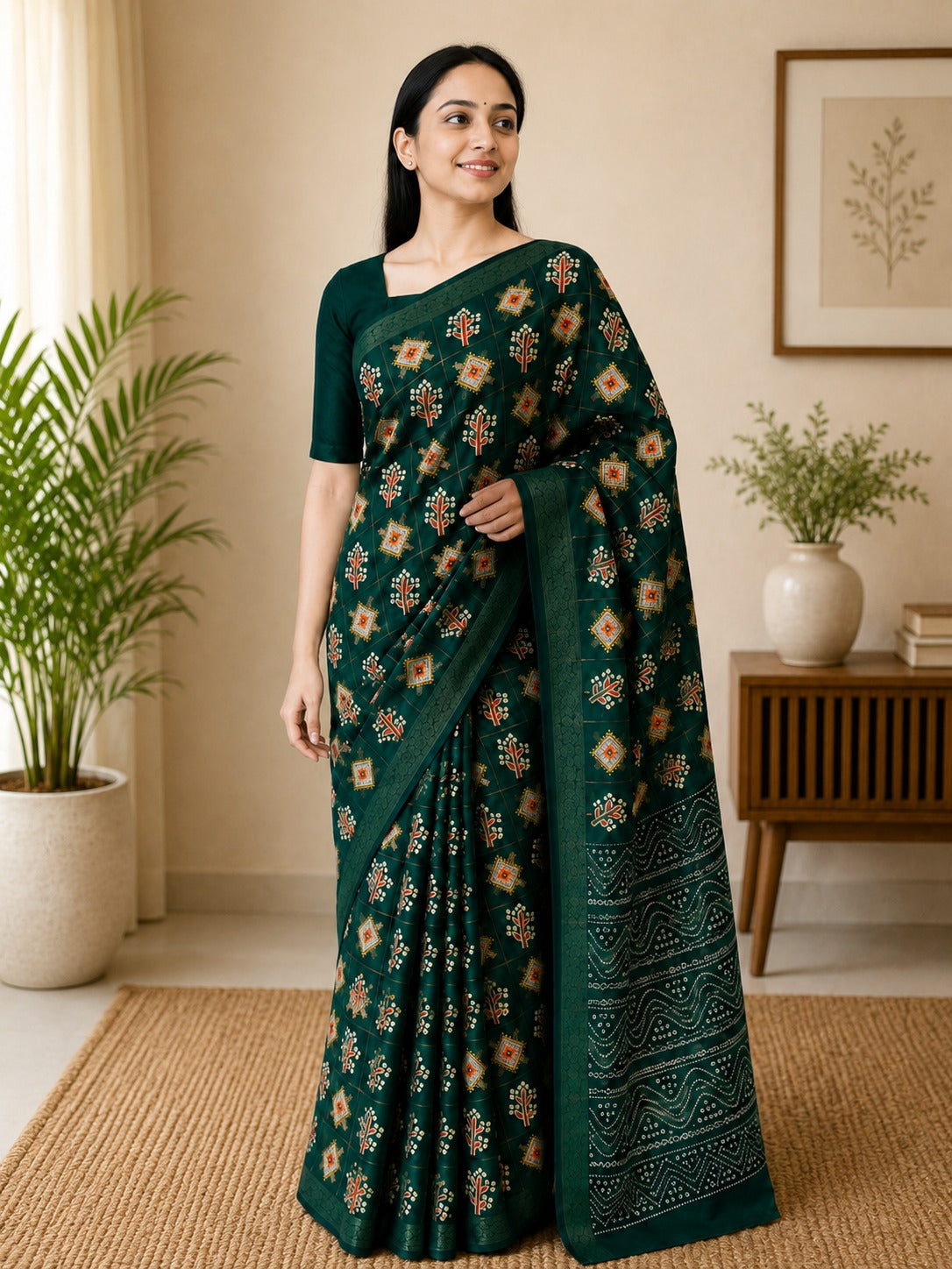Soft Cotton Saree with Traditional Printed Motifs