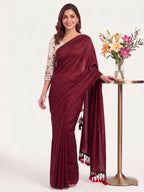 Classic Cotton Weave Saree With Stitched Blouse