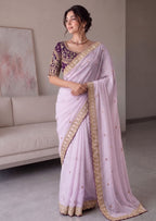 Rangoli Silk Embroidered Saree with Designer Stitched Blouse