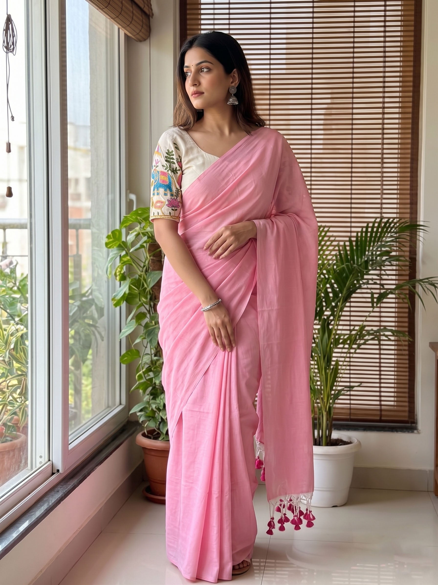 Soft Handloom Cotton Saree With Heavy Blouse