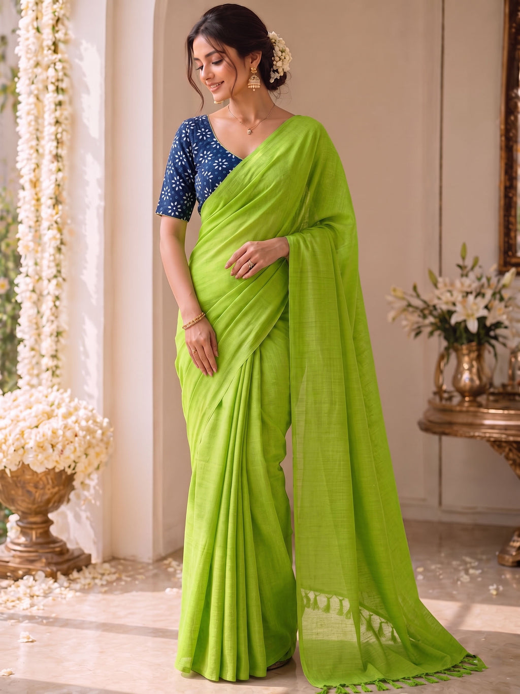 Handloom Khadi Cotton Saree with Magic Blouse