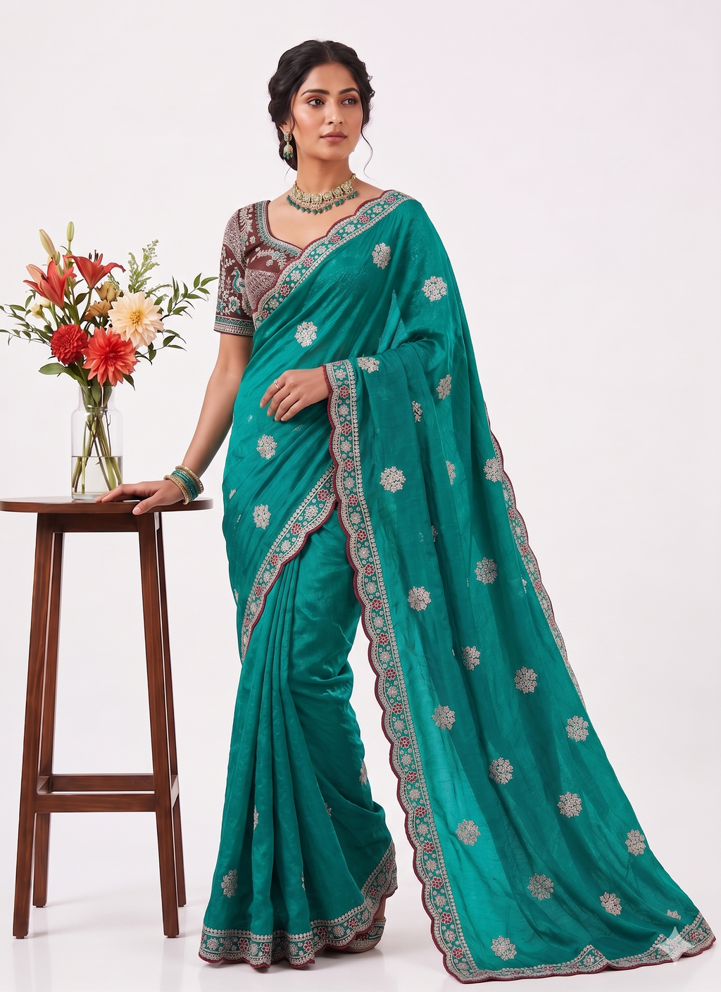 Luxe Fendy Satin Party Wear Saree