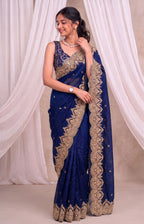Premium Fandy Chiffon Saree with Sequins Zari Work