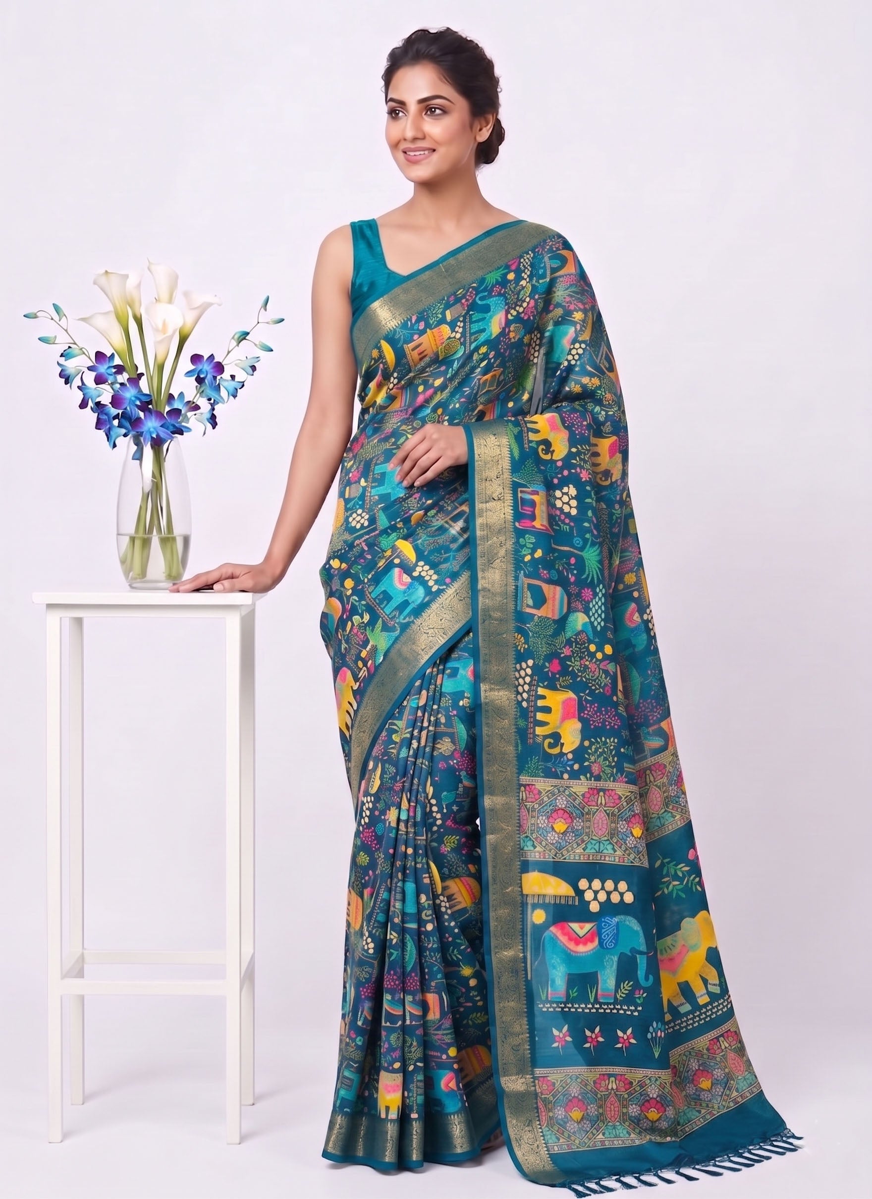 Elegant Digital Print Cotton Saree