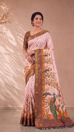 Digital Kalamkari Cotton Saree with Zari Border
