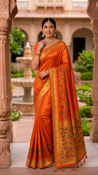 Tissue Silk Paithani Saree with Meenakari Pallu