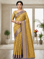 Golden Flower Zari Weaving Designer Saree