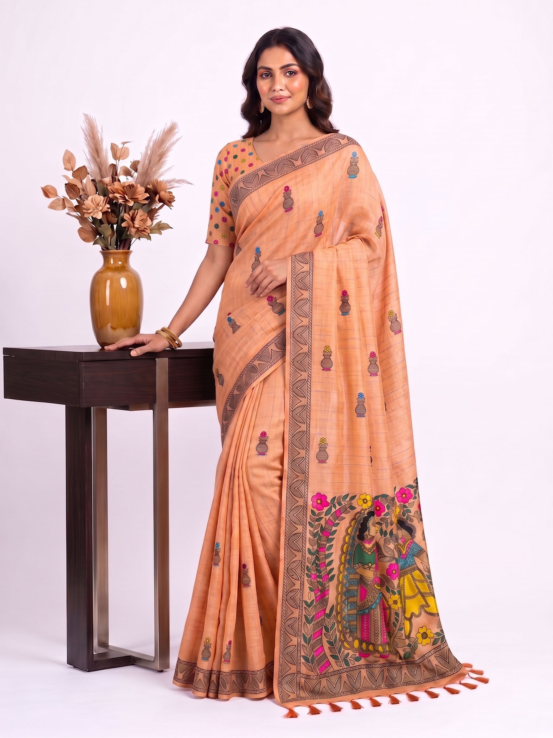 Premium Soft Cotton Saree with Colourful Kalamkari Pallu