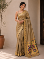 Bamboo Tissue Silk Paithani Saree with Meenakari Motifs