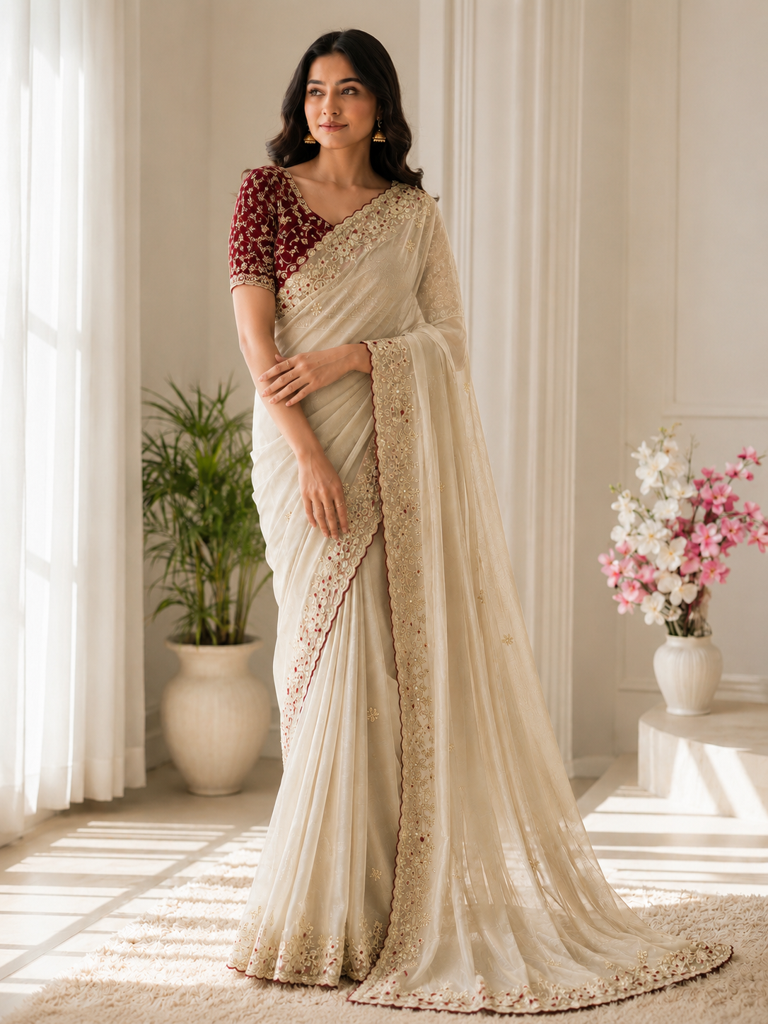 Moonlight Fandy Satin Saree with Designer Blouse
