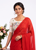 Khadi Cotton Designer Saree with Heavy Embroidered Blouse