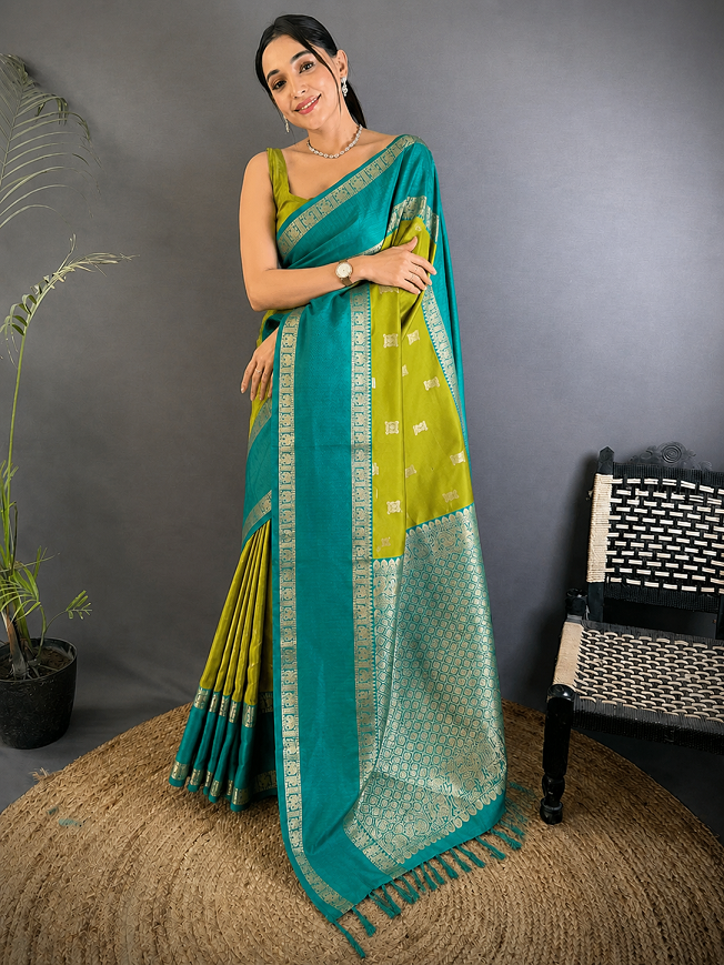 Soft Silk Kanjivaram Saree with Copper Zari Weaving