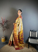Kanjivaram Semi Silk Saree with Contrast Zari Border