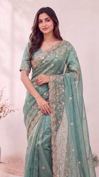 Premium Soft Fandy Satin Silk Saree with Cut Dana Work