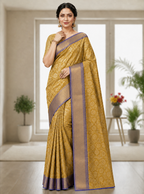 Golden Flower Zari Weaving Designer Saree