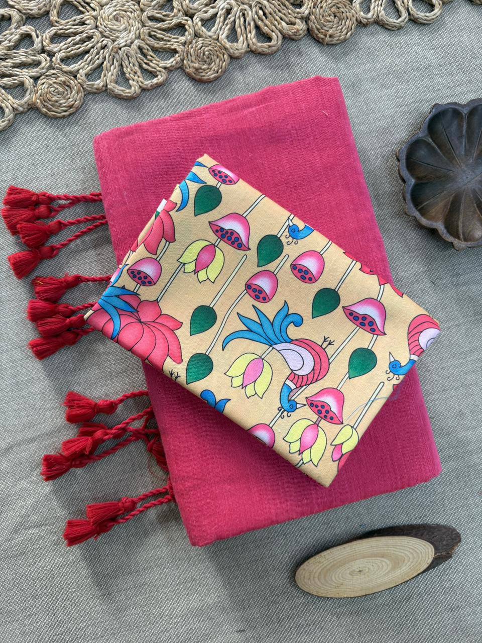 Elegant Khadi Cotton Saree with Magic Cotton Blouse