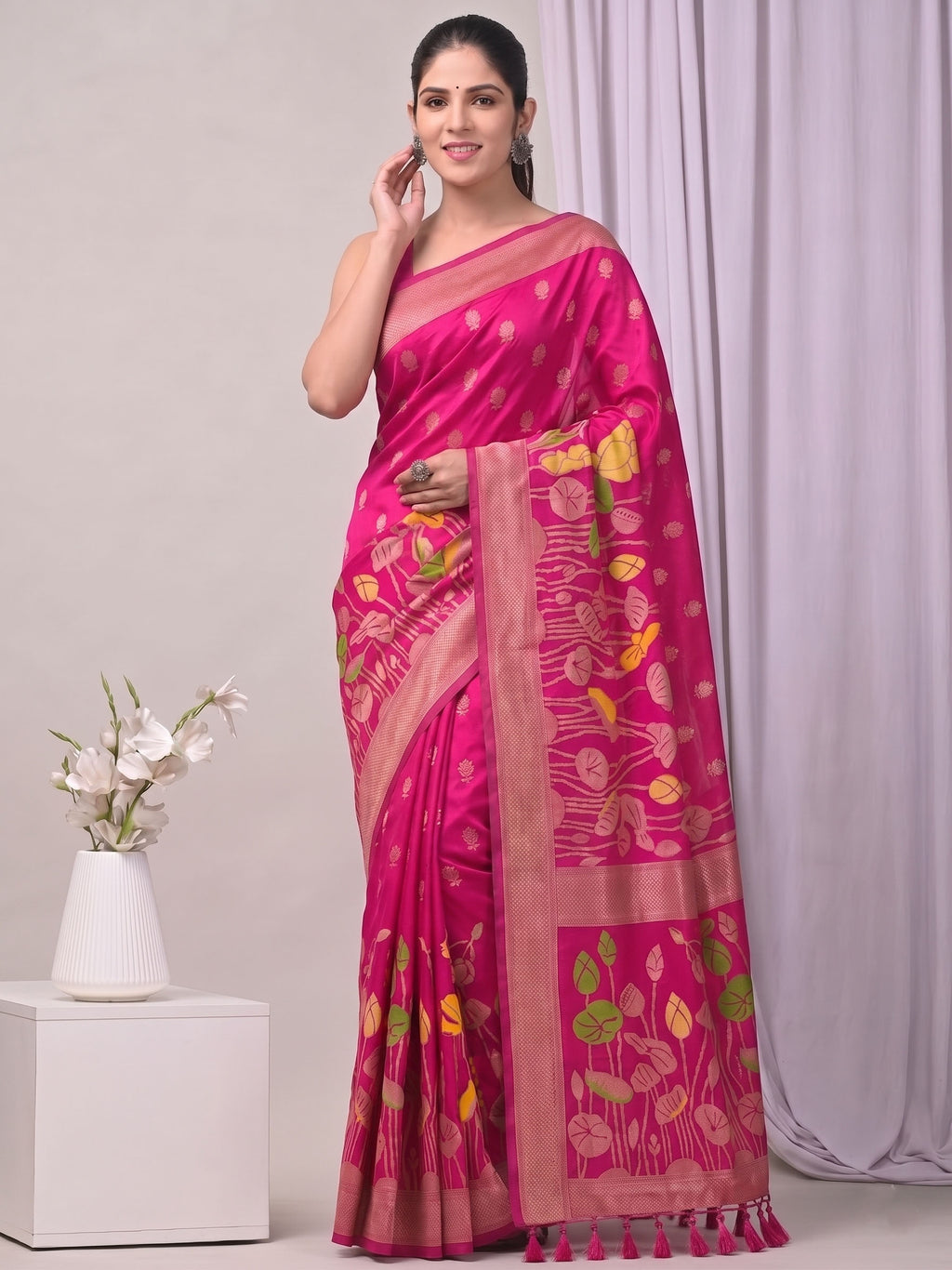 Hand Dyed Nylon Kadi Crepe Georgette Saree