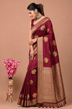 Perot Design Nylon Kadi Crepe Georgette Saree