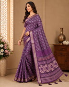 Premium Ajrakh Print Silk Blend Saree