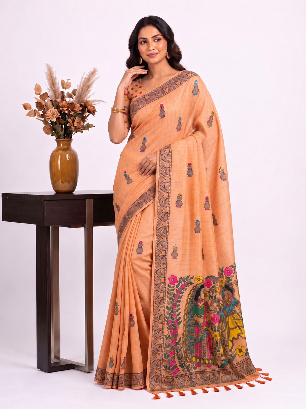 Premium Soft Cotton Saree with Colourful Kalamkari Pallu