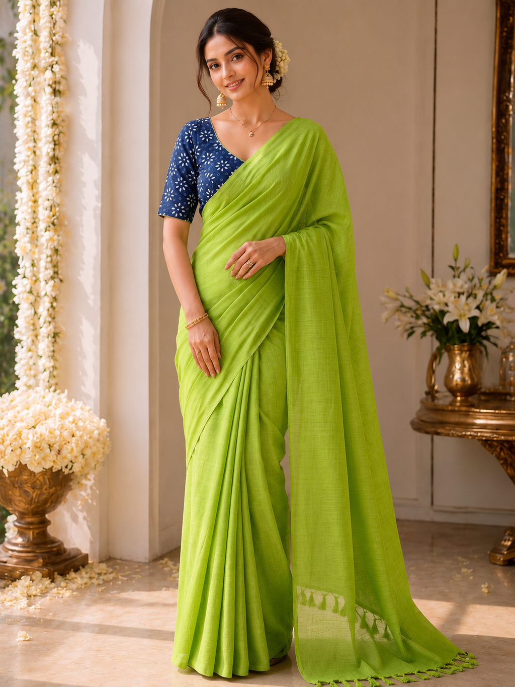 Handloom Khadi Cotton Saree with Magic Blouse
