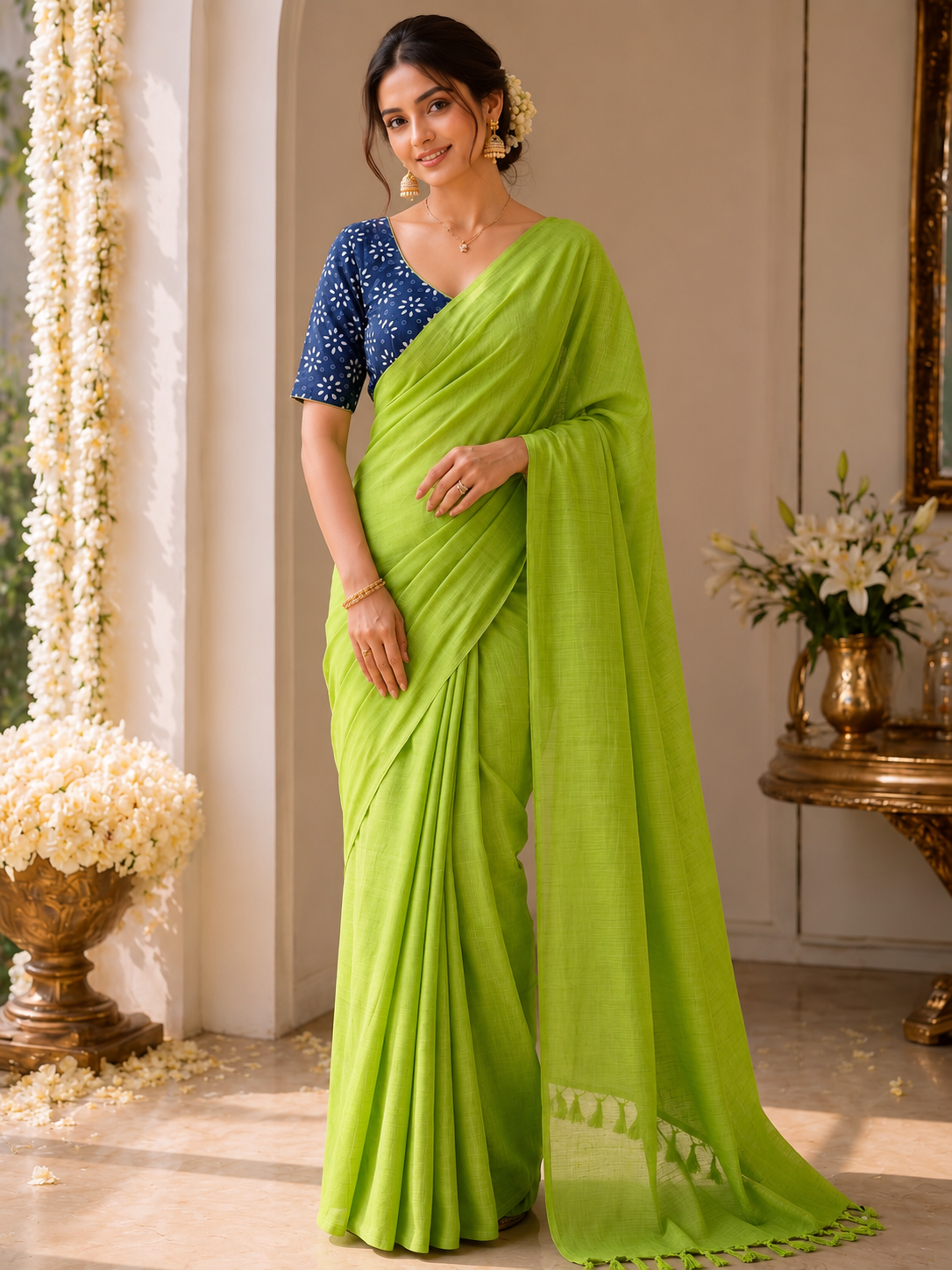 Handloom Khadi Cotton Saree with Magic Blouse