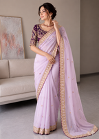 Rangoli Silk Embroidered Saree with Designer Stitched Blouse