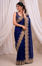 Premium Fandy Chiffon Saree with Sequins Zari Work