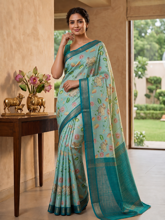 Soft Tussar Silk Digital Print Saree