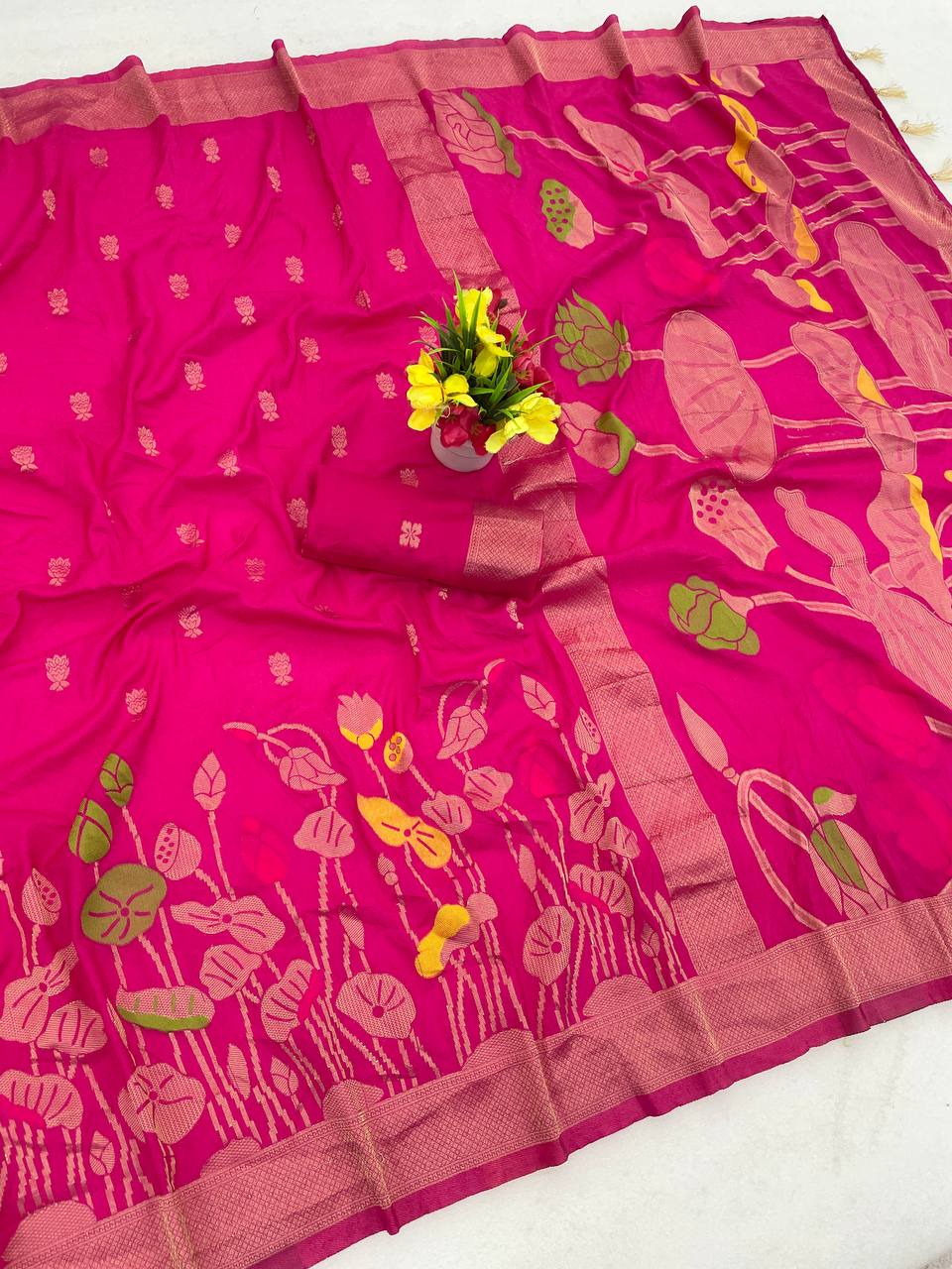 Hand Dyed Nylon Kadi Crepe Georgette Saree