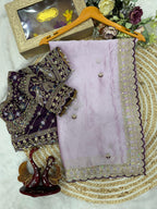 Rangoli Silk Embroidered Saree with Designer Stitched Blouse