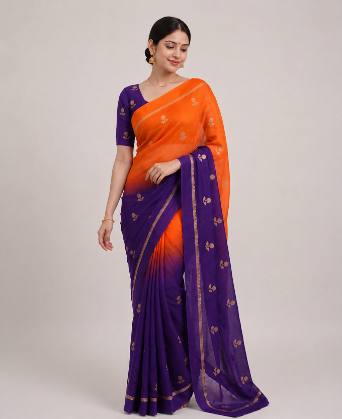 Viscose Khadi Silk Saree with Jacquard Leaf Design