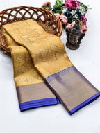 Golden Flower Zari Weaving Designer Saree