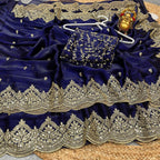 Premium Fandy Chiffon Saree with Sequins Zari Work