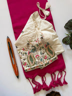 Khadi Cotton Saree with Embroidered Padded Blouse