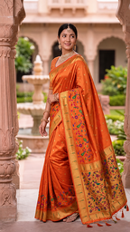 Tissue Silk Paithani Saree with Meenakari Pallu