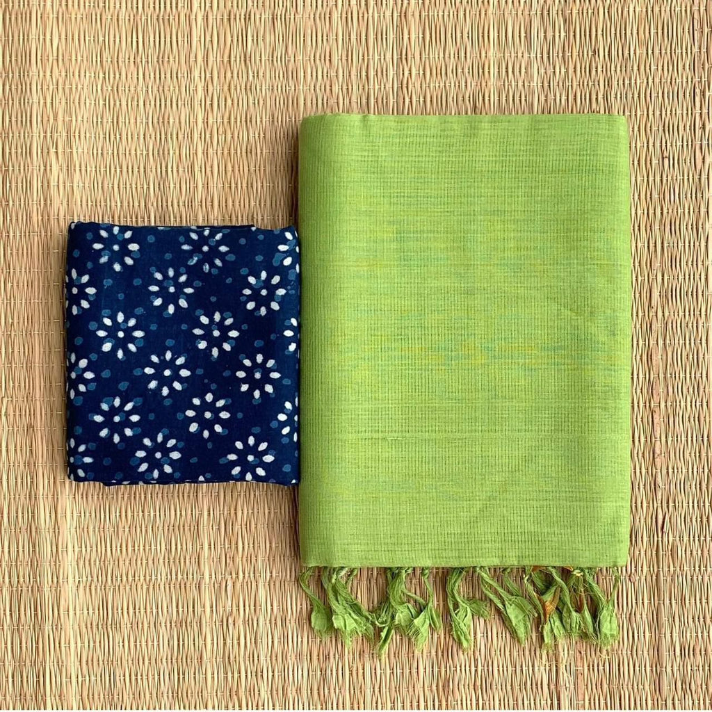 Handloom Khadi Cotton Saree with Magic Blouse