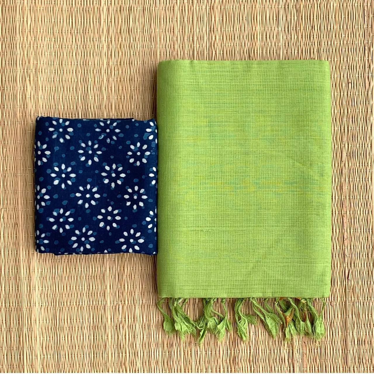 Handloom Khadi Cotton Saree with Magic Blouse