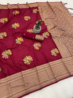 Perot Design Nylon Kadi Crepe Georgette Saree