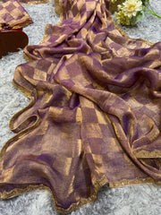 Beautiful Box pattern Purple Color Saree