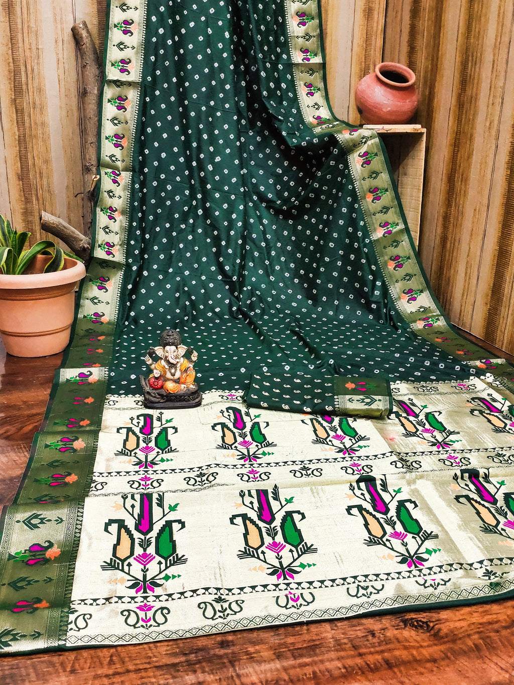 All Over Bandhej Paithani Dola Soft Silk Saree